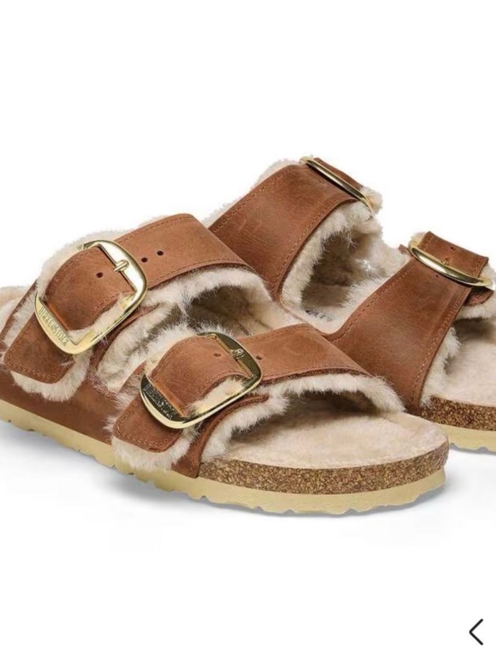 Birkenstock Arizona Shearling Double Strap Sandal in Chestnut